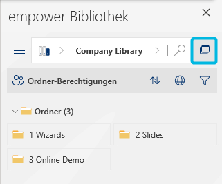 Bibliothek-Dialogfenster öffnen