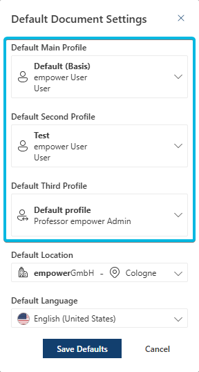 Set Default Profiles