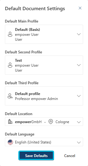 Button Save Defaults
