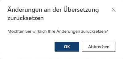 Dialogfenster beim Zurücksetzen