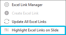 Option Highlight Excel Links on Slide