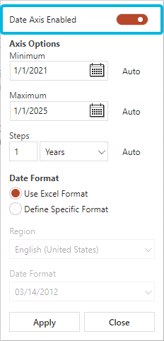 Toggle Button for Date Axis Enabled