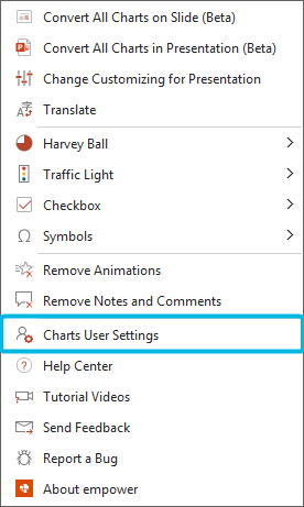 Option Charts User Settings