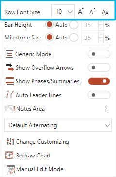Row Font Size Settings