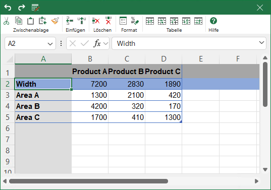 Mini-Excel für Mekko-Chart