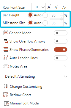 Bar Height and Milestone Size Settings