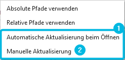 Optionen zur automatischen Aktualisierung