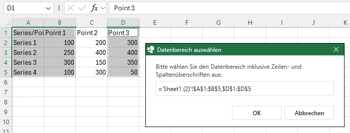 Excel-Teilbereich auswählen