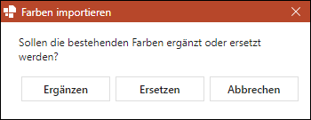 Dialogfenster für existierende Farben
