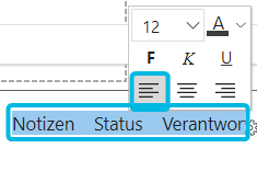 Formatierung der Titelzeile