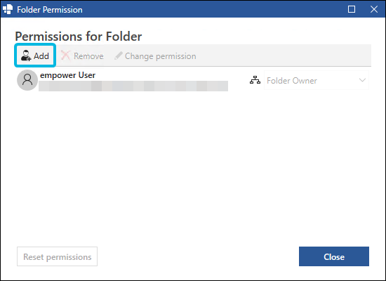 Button Add in Window Folder Permission