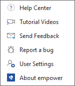 Drop-Down Menu for Button Help and Settings