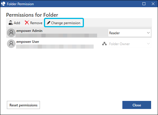 Button Change permission
