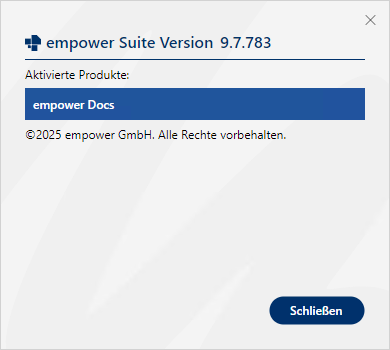 Dialogfenster Über empower
