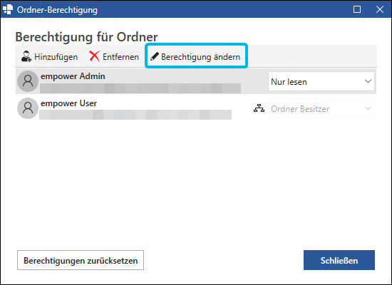 Button Berechtigung ändern