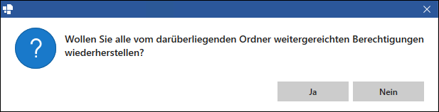 Dialogfenster zum Zurücksetzen der Berechtigungen