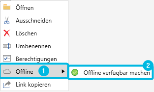 Option Offline und Button Offline verfügbar machen