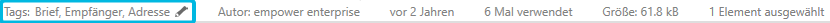 Metadaten-Info zu Tags