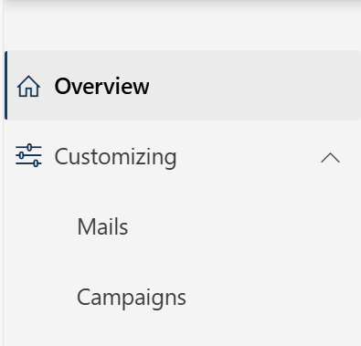 Verfügbare Abschnitte im Admin Center für Benutzer B