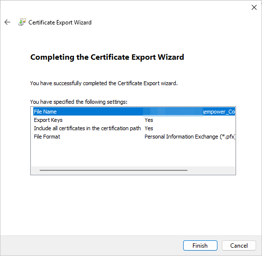 Export abschließen