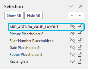 Element List – Hide Agenda Layout