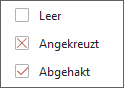 Optionen für Checkboxen