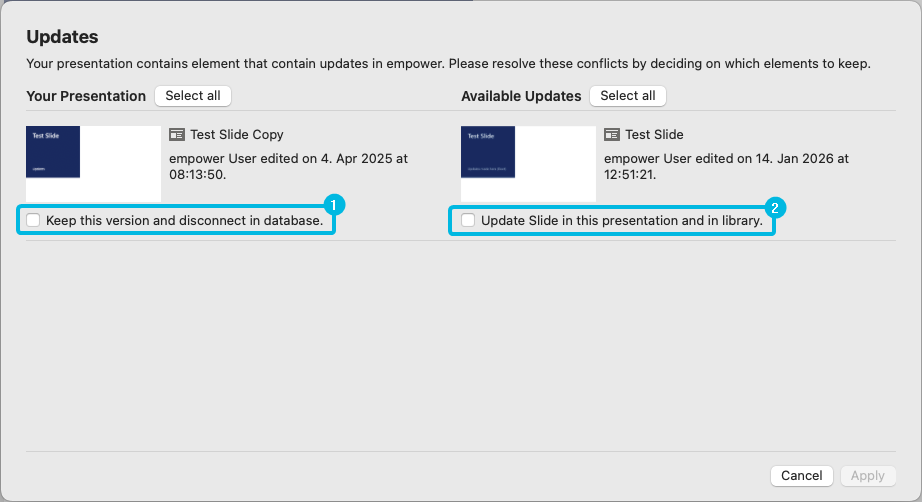 Options for Updated Slides