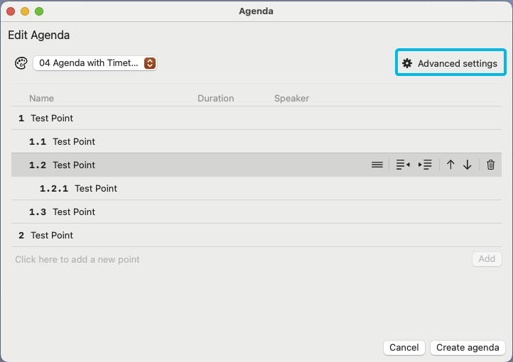Button Advanced settings