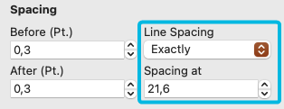 Drop-Down Menu for Line Spacing and Input Field Spacing at