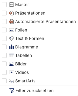 Verfügbare Filter