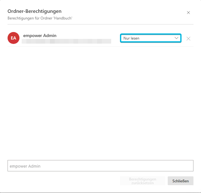 Anzeige der Berechtigungsrolle