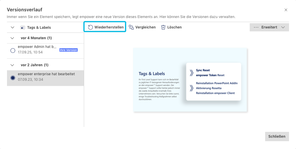 Button Wiederherstellen