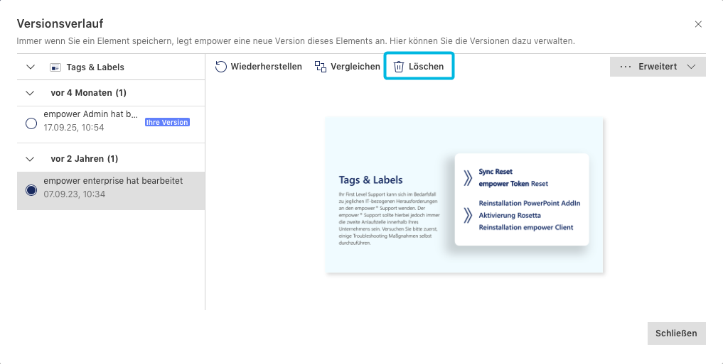 Button Löschen