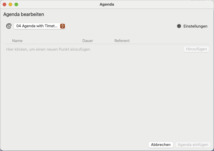 Agenda Editor
