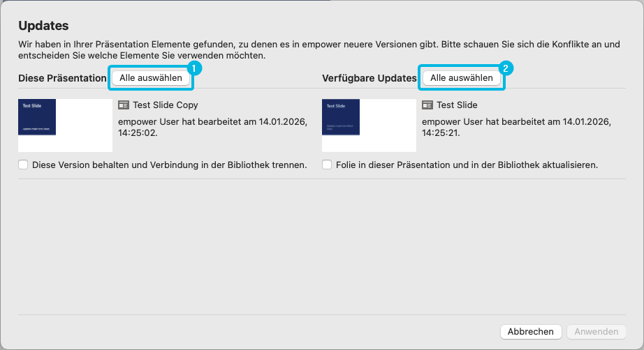 Button Alle auswählen
