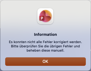 Dialogfenster für verbleibende Fehler