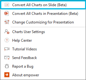 Option Convert all charts on slide (Beta)