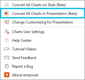 Option Convert all charts in presentation (Beta)