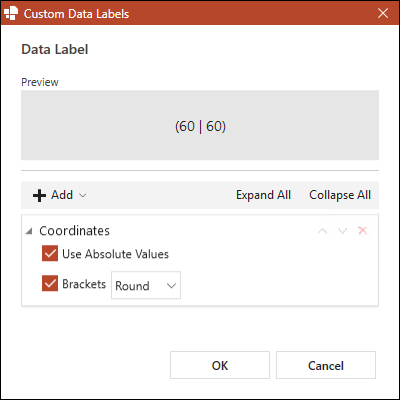 Settings for Coordinates Element