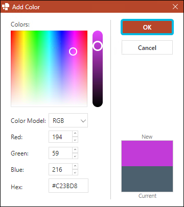 Button OK for Eyedropper Color