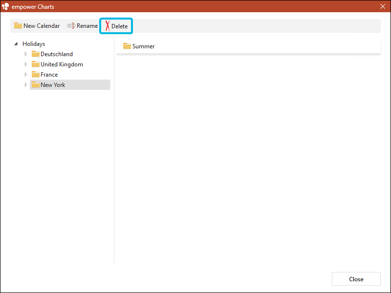 Button Delete for Calendar Folder