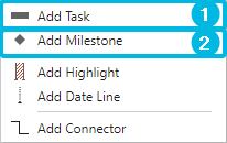 Options Add Task and Add Milestone