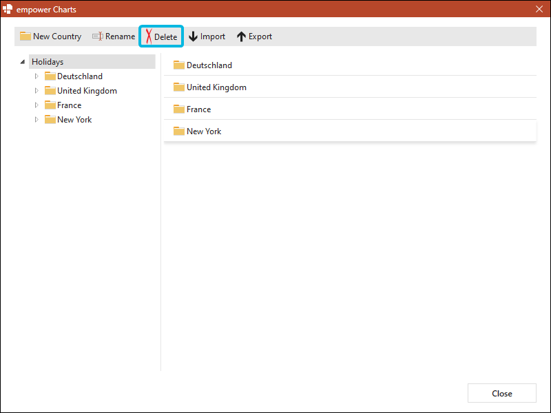 Button Delete for Country Folder