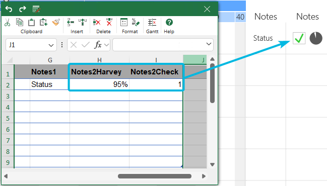 Notes Area with Status Elements