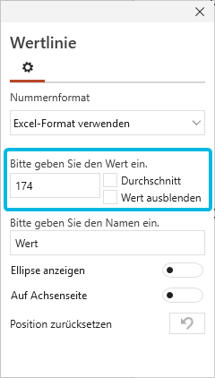 Werteinstellungen für Wertlinie