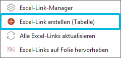 Option Excel-Link erstellen (Tabelle)