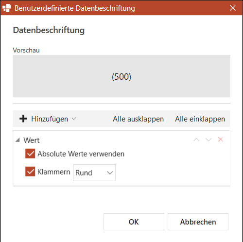 Einstellungen für das Wert-Element