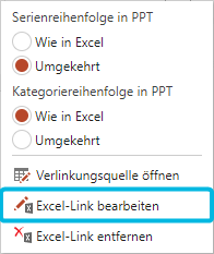 Option Excel-Link bearbeiten