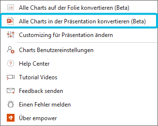 Option Alle Charts in Präsentation konvertieren (Beta)