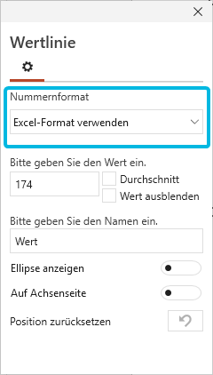 Nummernformat für Wertlinien-Beschriftung festlegen